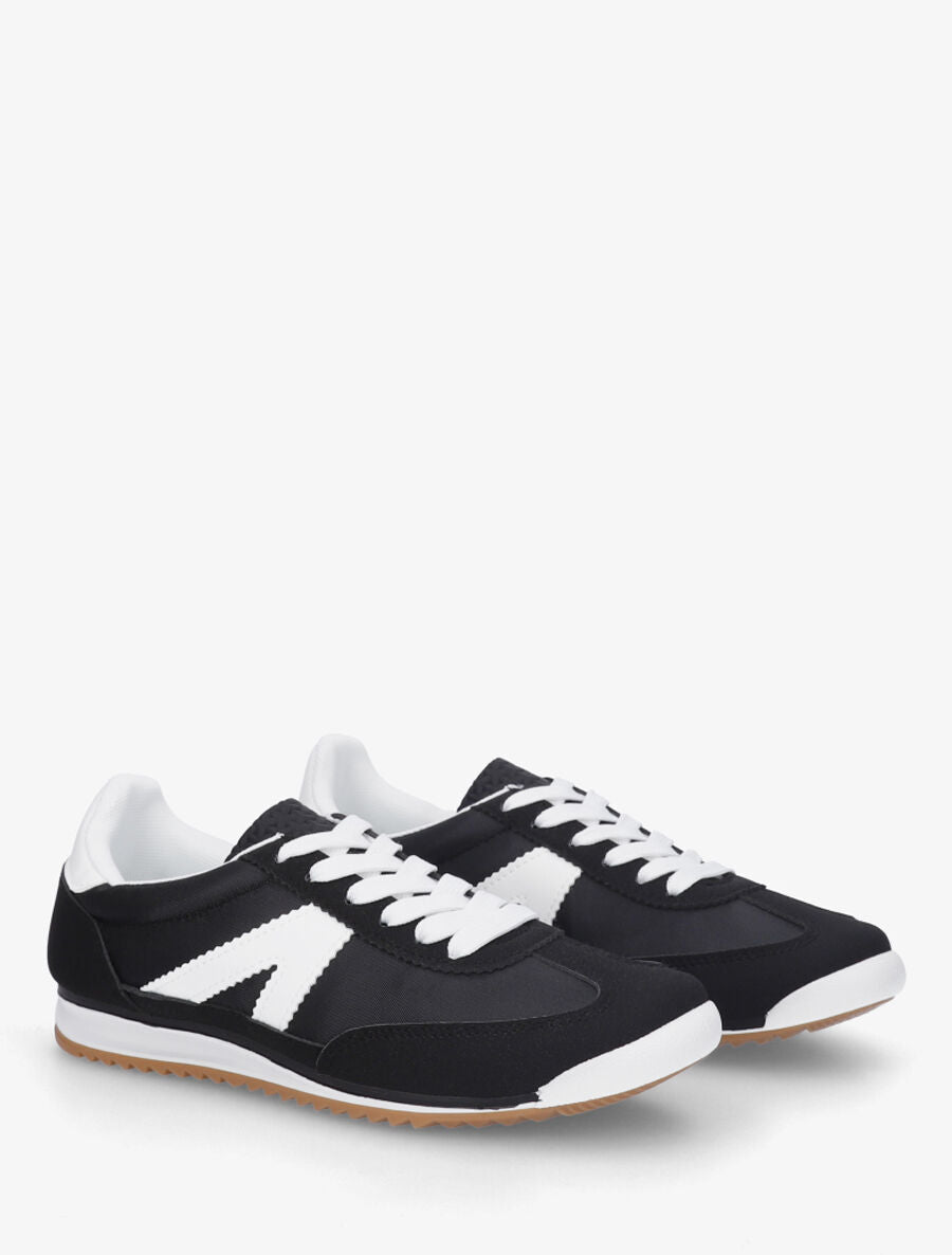 Sneakers en simili à languette texturée - Noir - 4