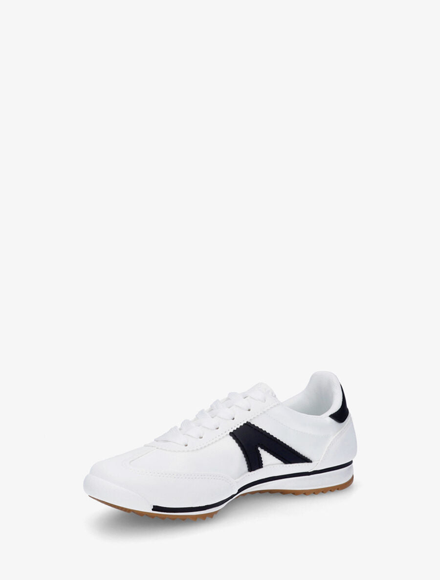 Sneakers en simili à languette texturée - Blanc - 3