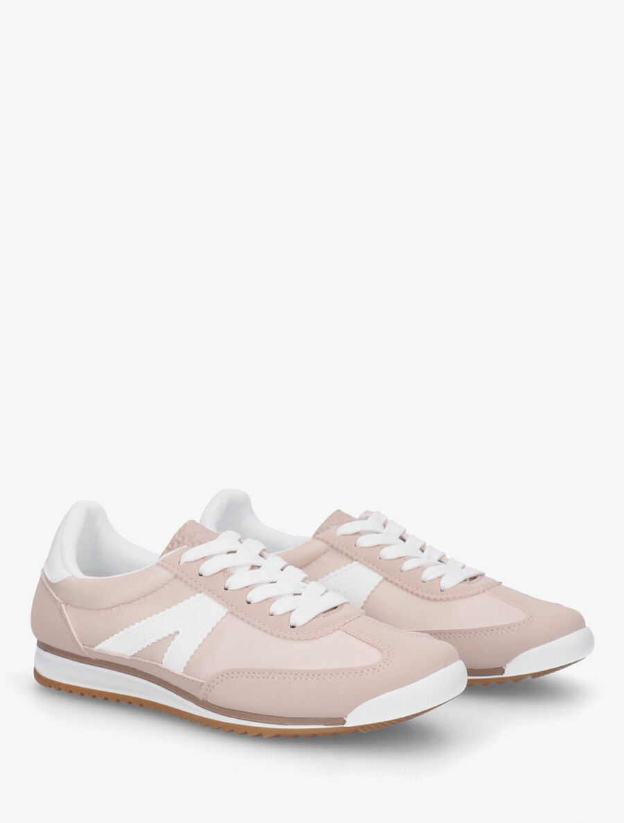 Sneakers en simili à languette texturée - Vieux rose - 4