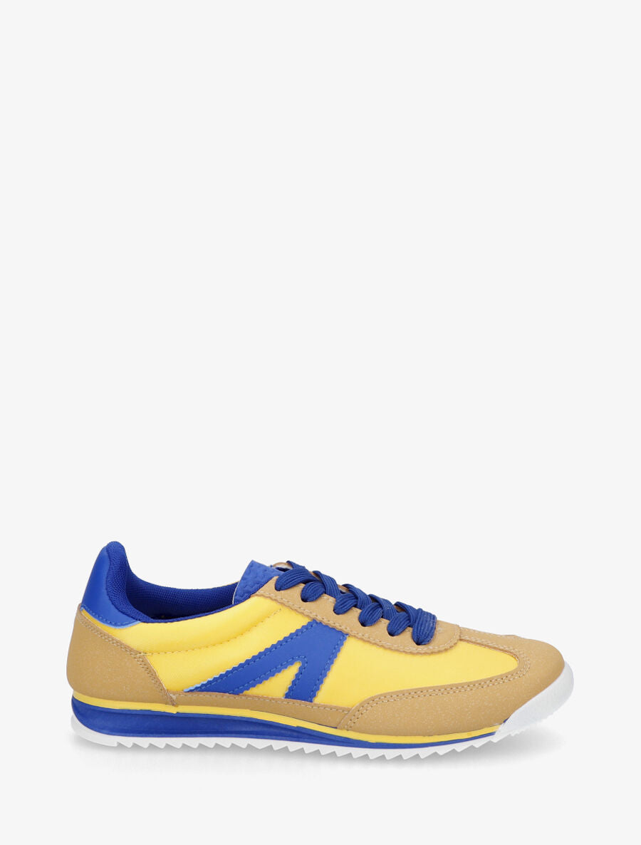 Sneakers en simili à languette texturée - Jaune - 5