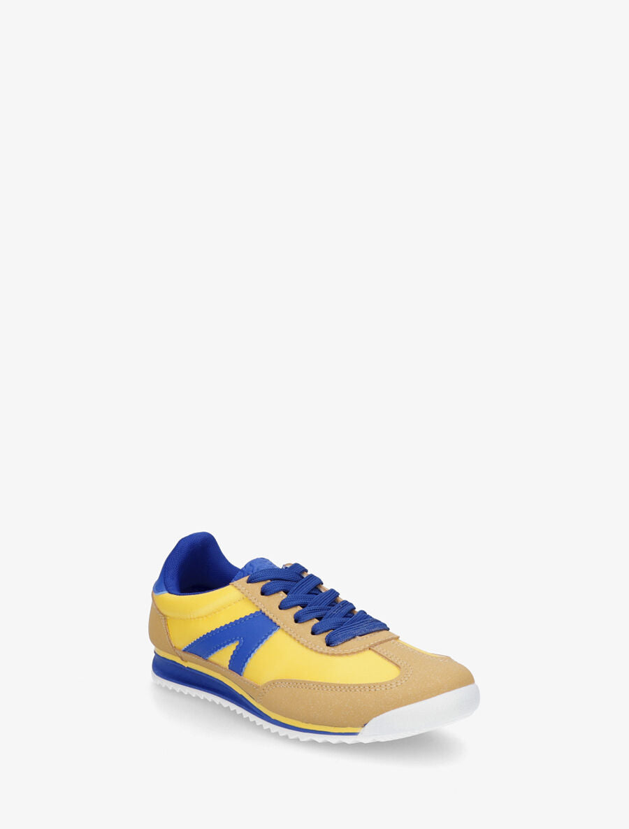 Sneakers en simili à languette texturée - Jaune - 2