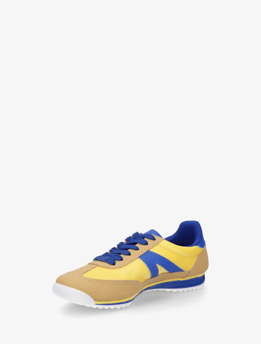 Sneakers en simili à languette texturée - Jaune - 3