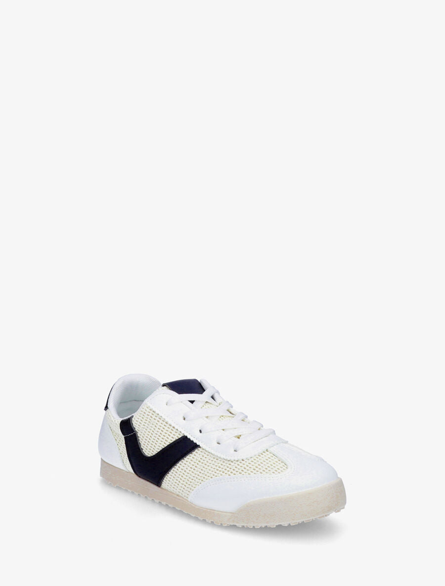 Sneakers plates à empiècement effet tissé - Blanc - 2