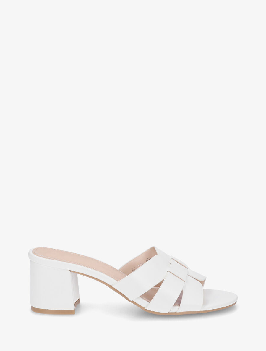 Mules en simili à talon - Blanc - 5