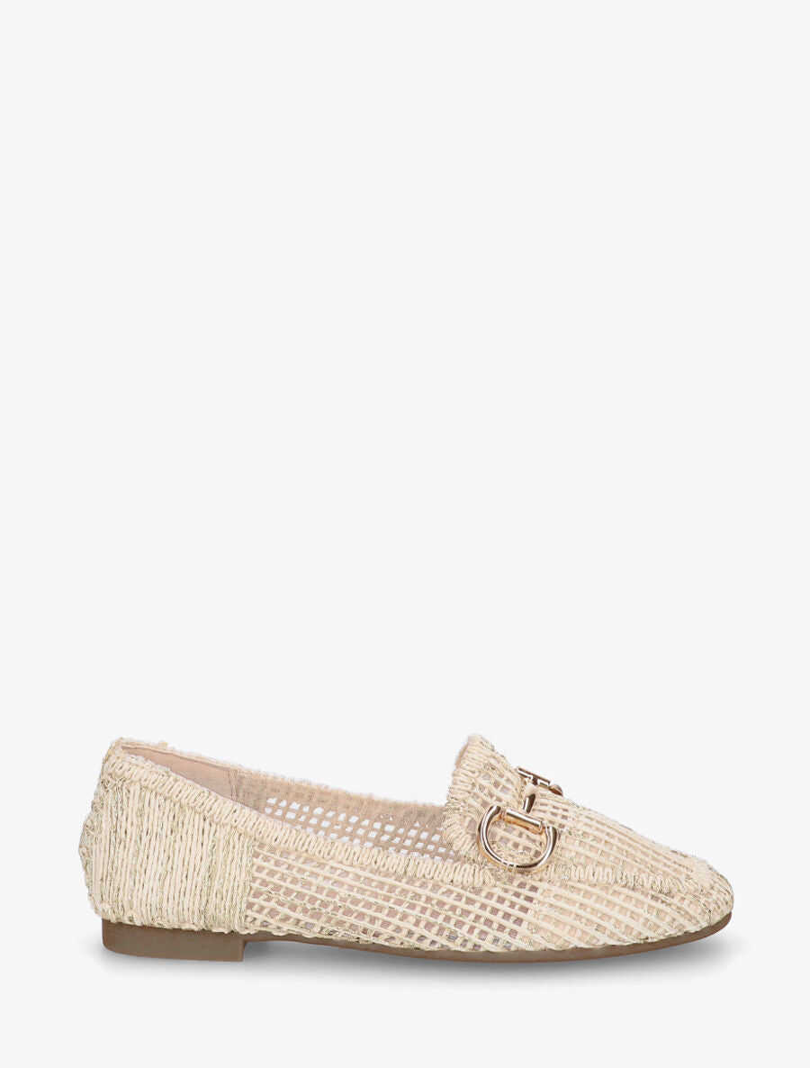 Mocassins plats en toile irisée - Beige - 1