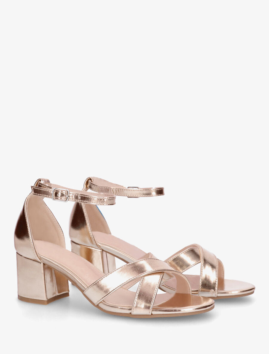Sandales en simili à brides croisées - Rose gold - 4
