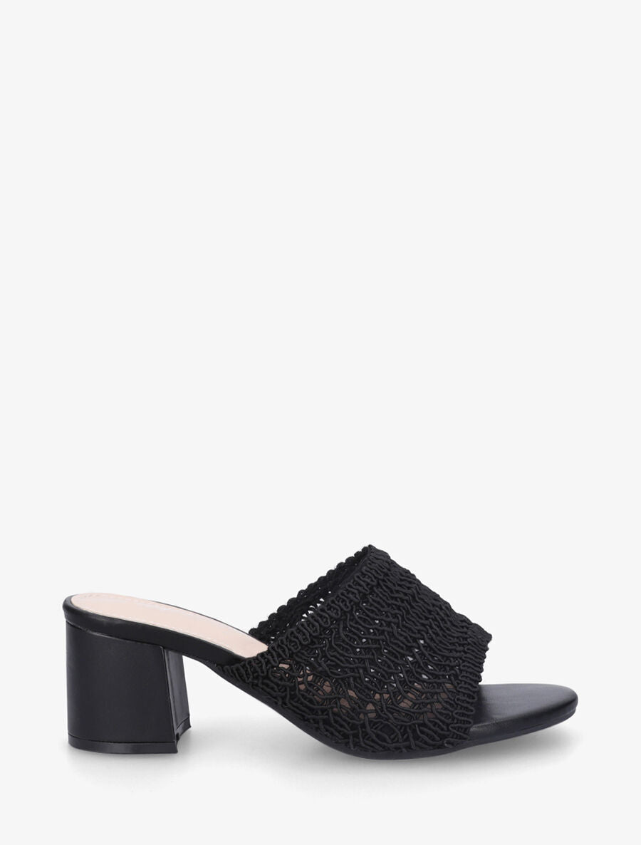Mules à ganse style macramé - Noir - 5