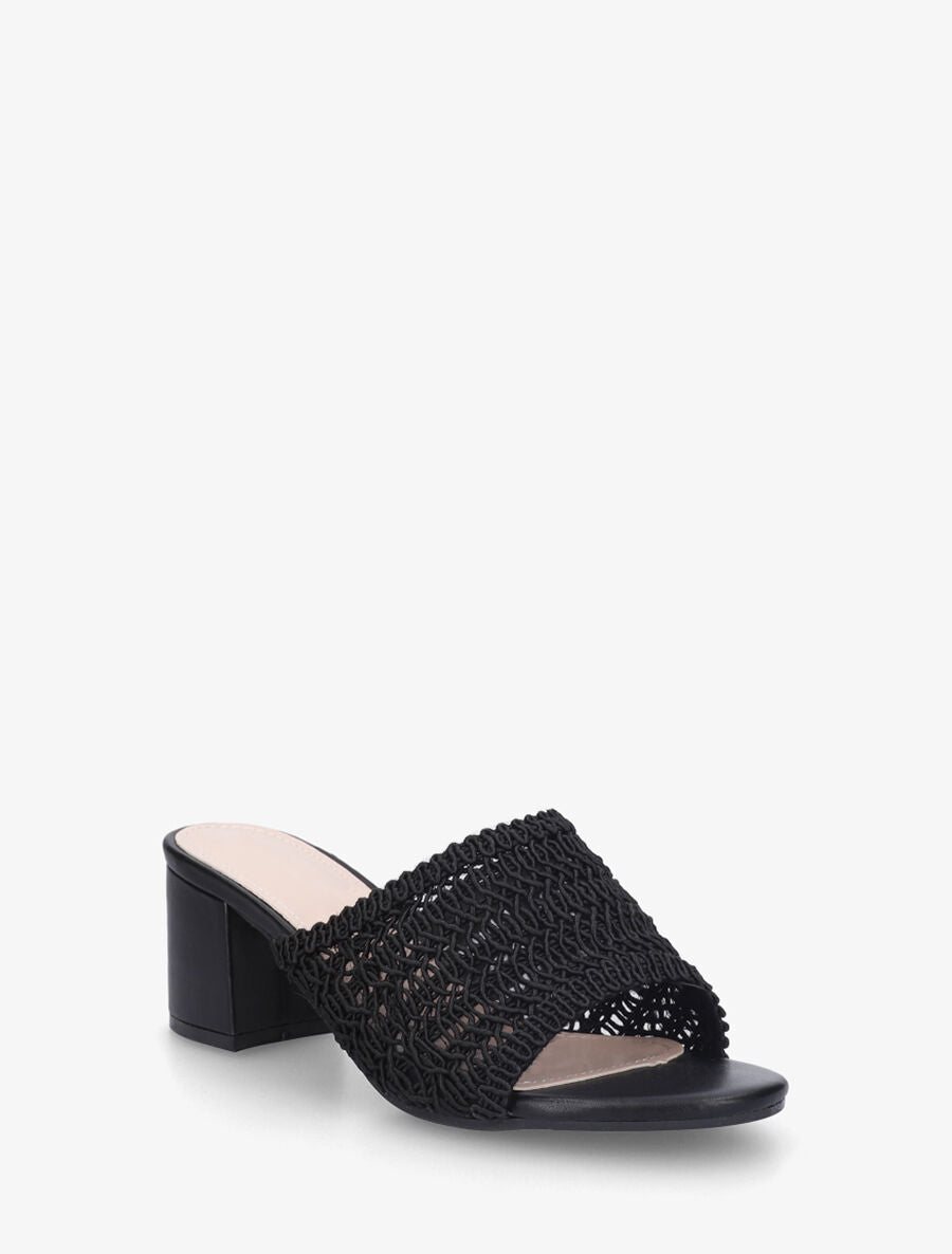 Mules à ganse style macramé - Noir - 2