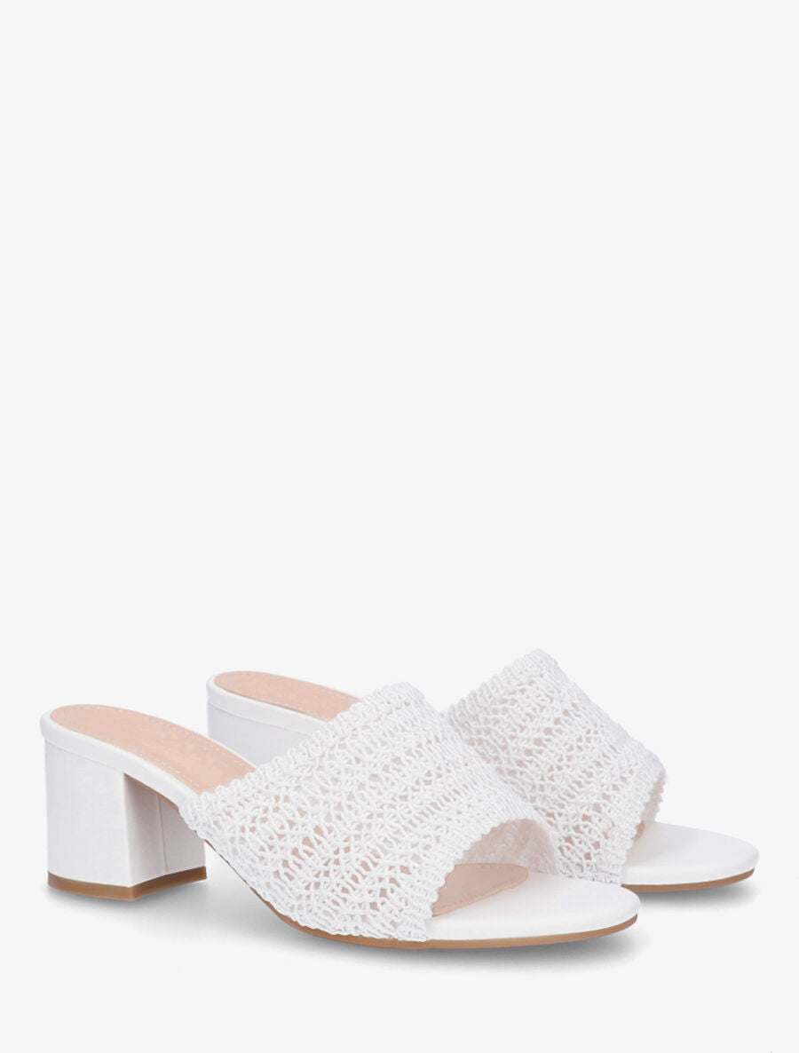 Mules à ganse style macramé - Blanc - 4