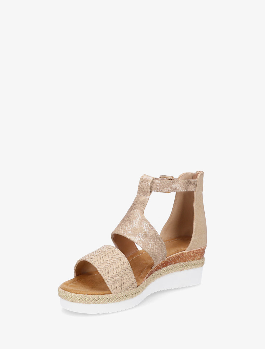 Strukturiertes Keilsandalen mit Python-Detail - Maulwurf