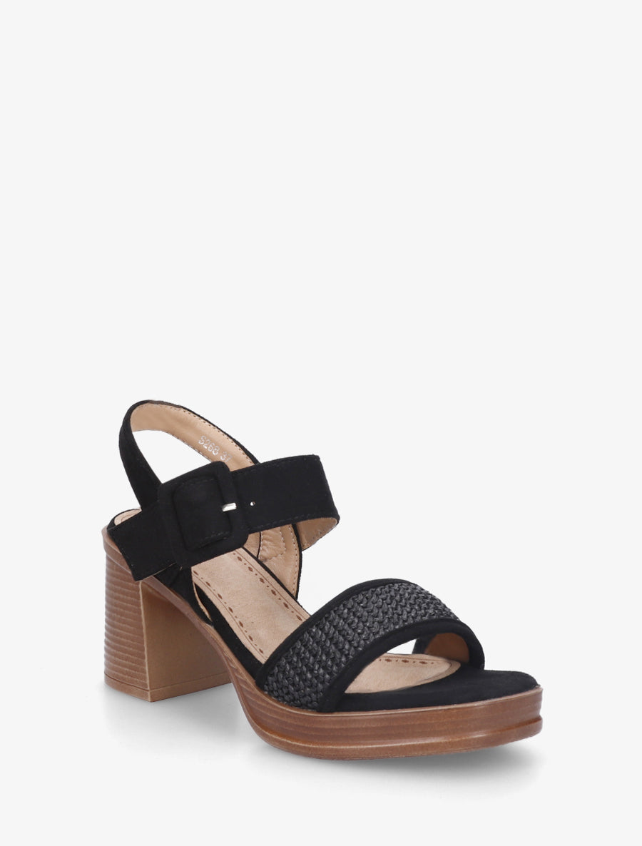 Sandales en suédine à bride texturé - Noir - 2