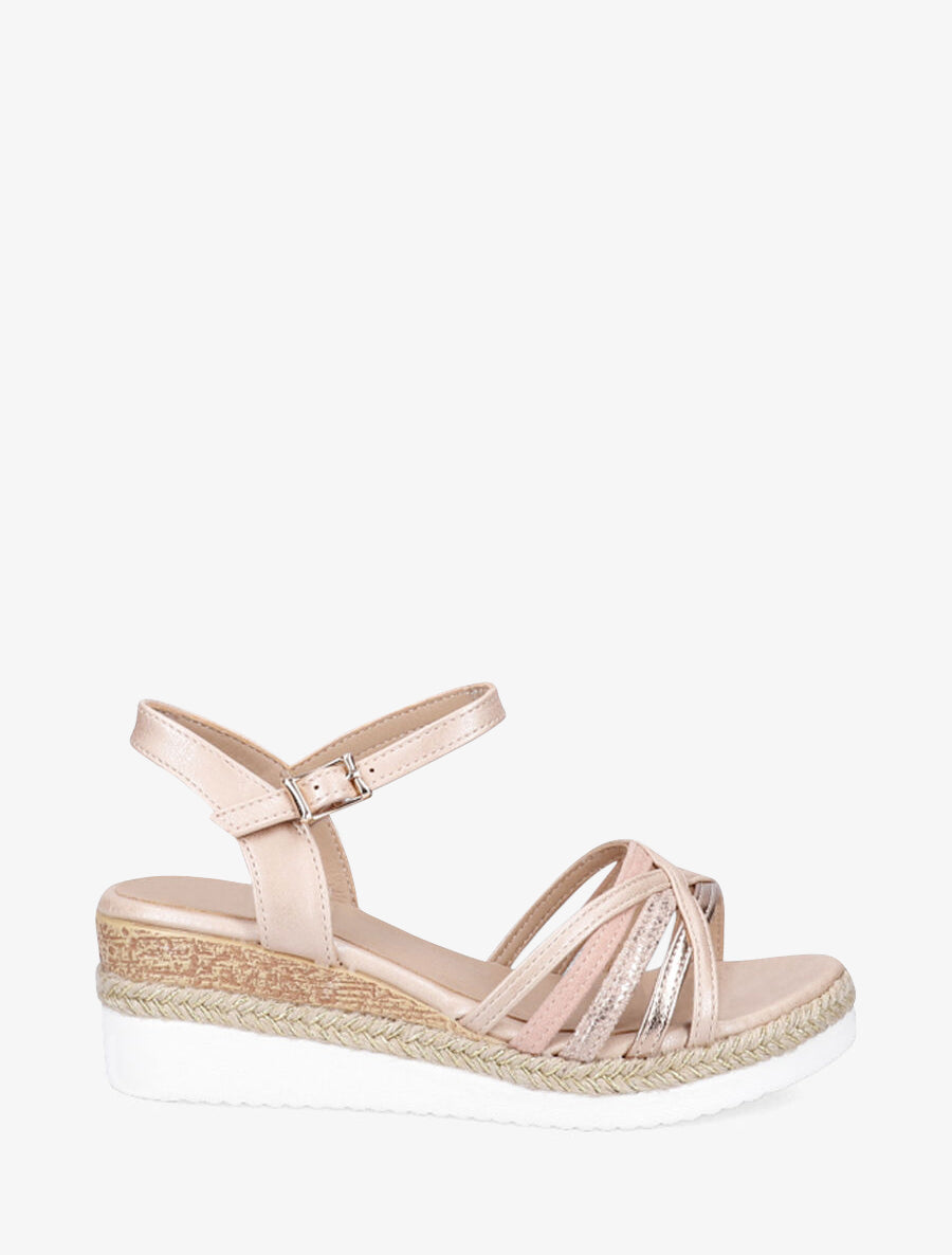 Sandales compensées à brides croisées - Rose - 1