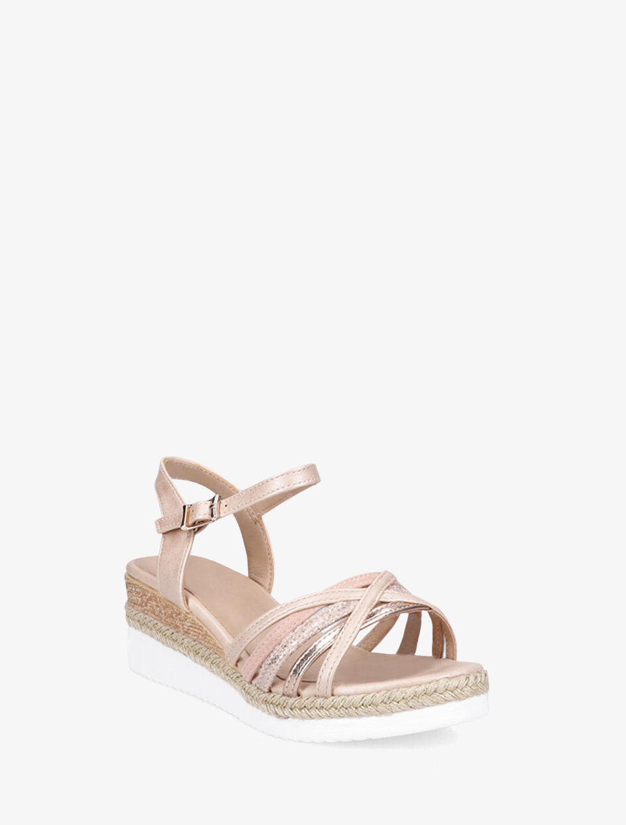 Sandales compensées à brides croisées - Rose - 2