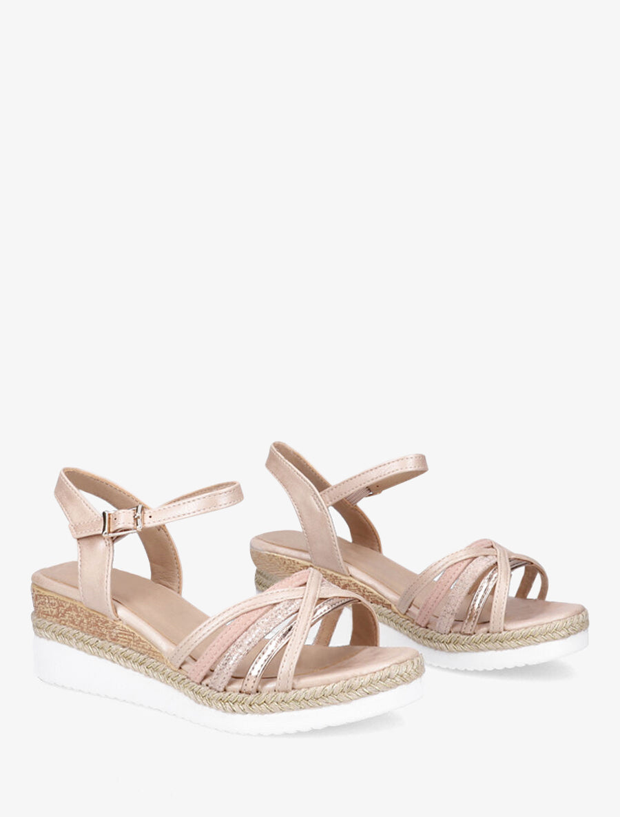 Sandales compensées à brides croisées - Rose - 4