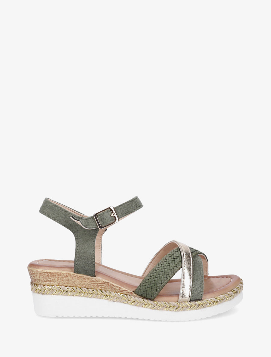 Sandales compensées à brides fantaisies - Vert - 1