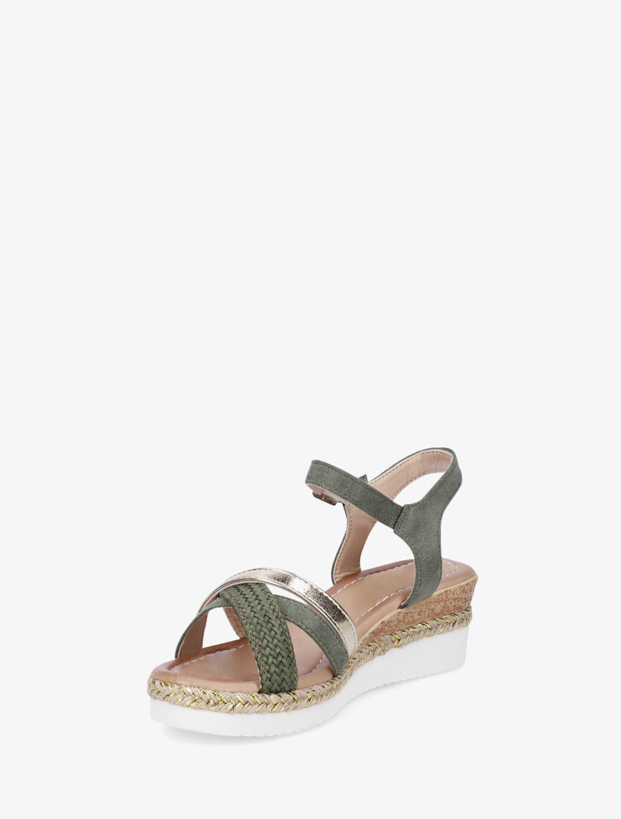 Sandales compensées à brides fantaisies - Vert - 3