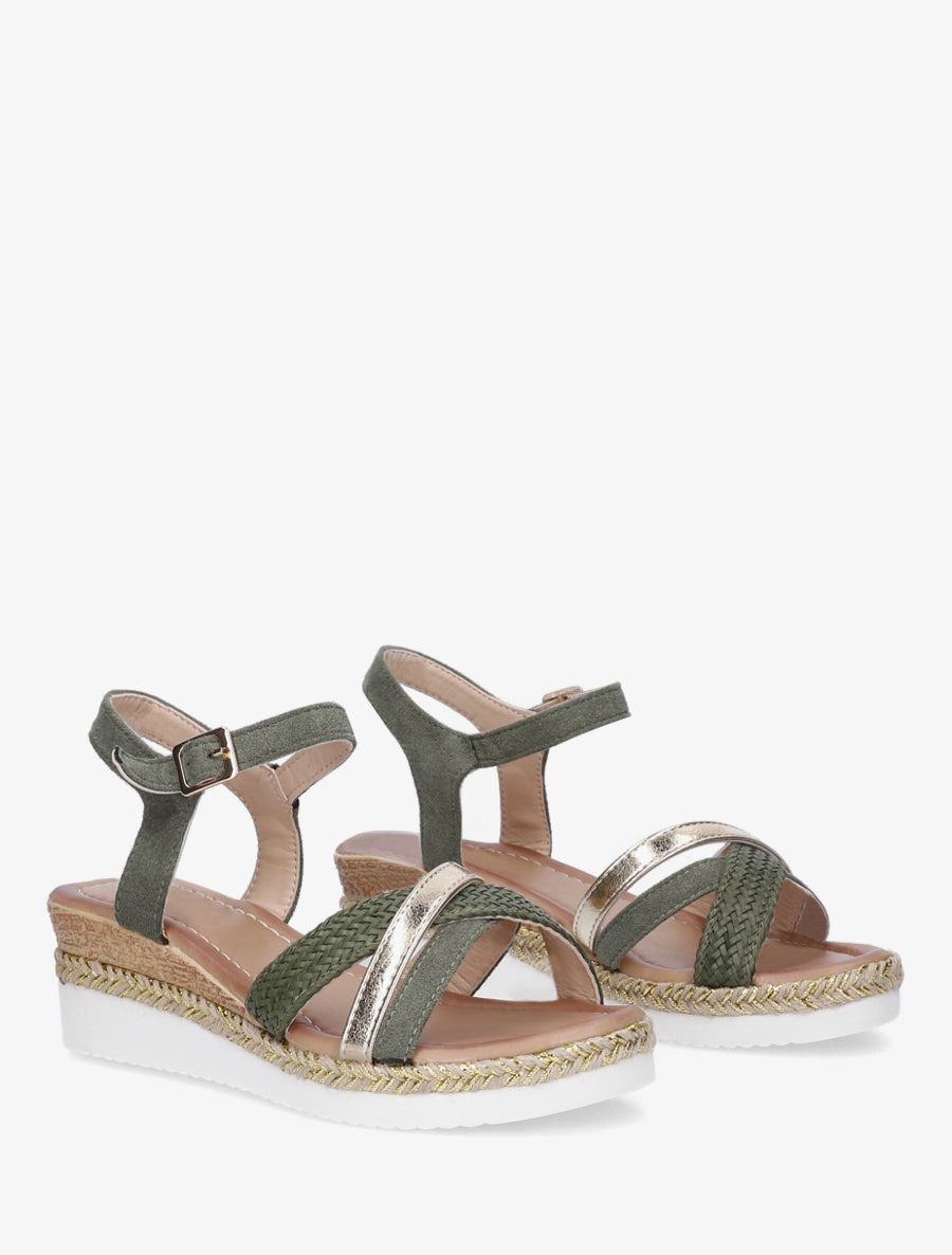 Sandales compensées à brides fantaisies - Vert - 4
