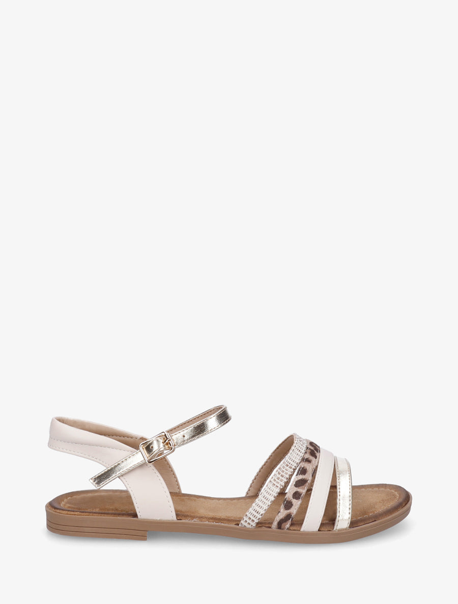 Nu-pieds en simili à brides dépareillés - Beige - 1