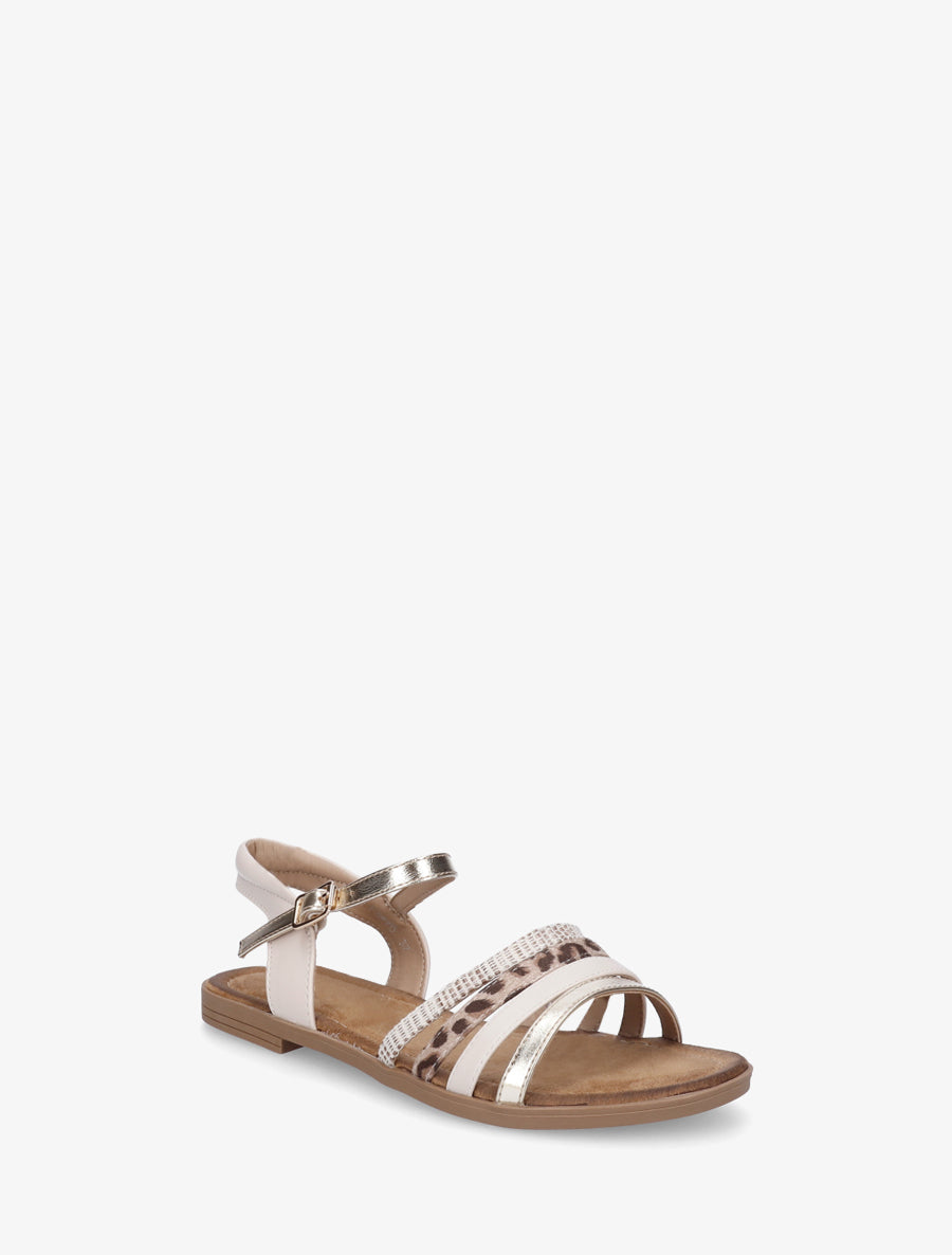 Nu-pieds en simili à brides dépareillés - Beige - 2
