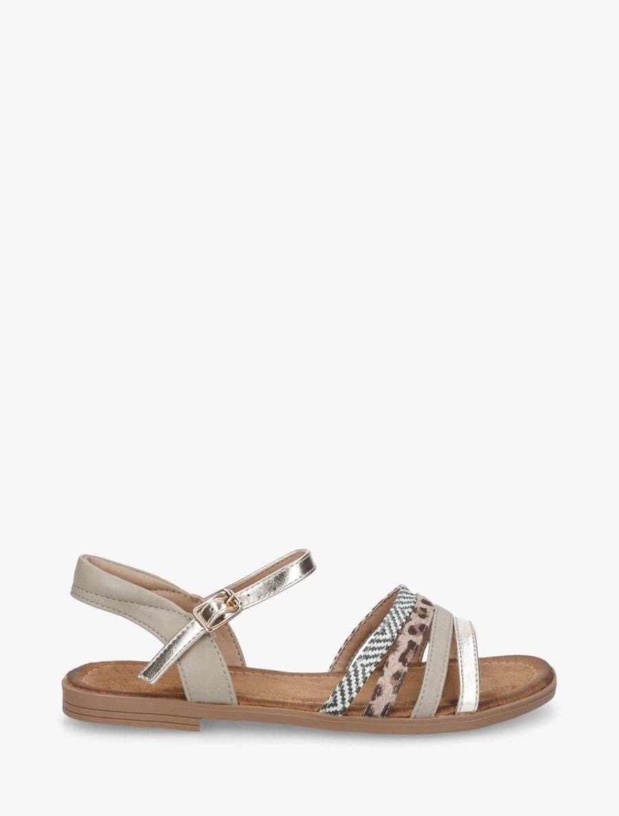 Nu-pieds en simili à brides dépareillés - Vert clair - 1