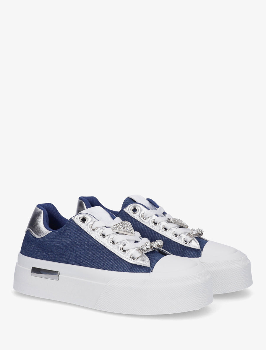 Baskets en denim à bijoux - Bleu denim - 4