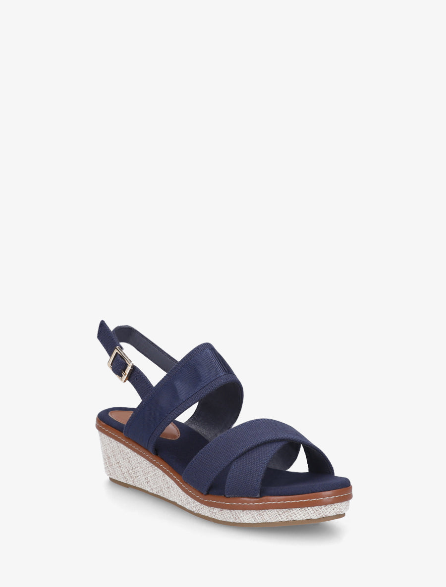 Sandales compensées à brides croisées - Marine - 2