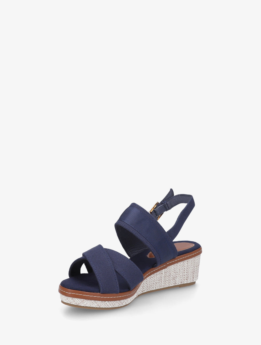 Sandales compensées à brides croisées - Marine - 3