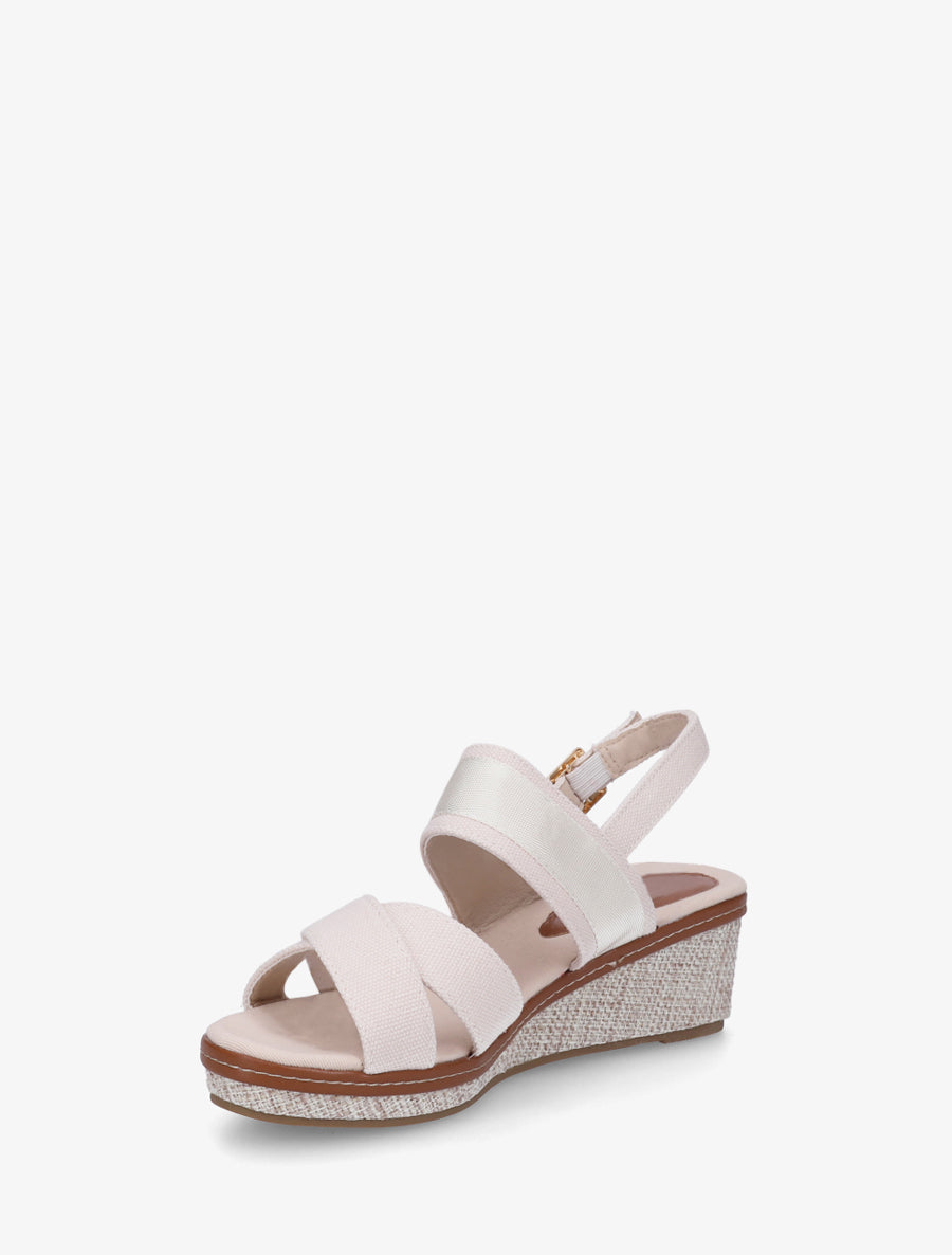 Sandales compensées à brides croisées - Nude - 3