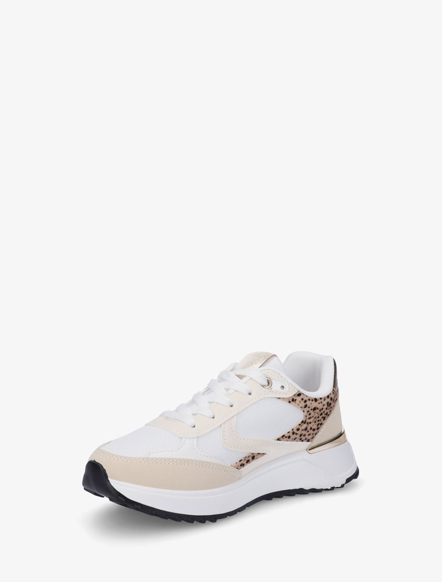 Baskets bi-matière imprimé guépard - Beige - 3