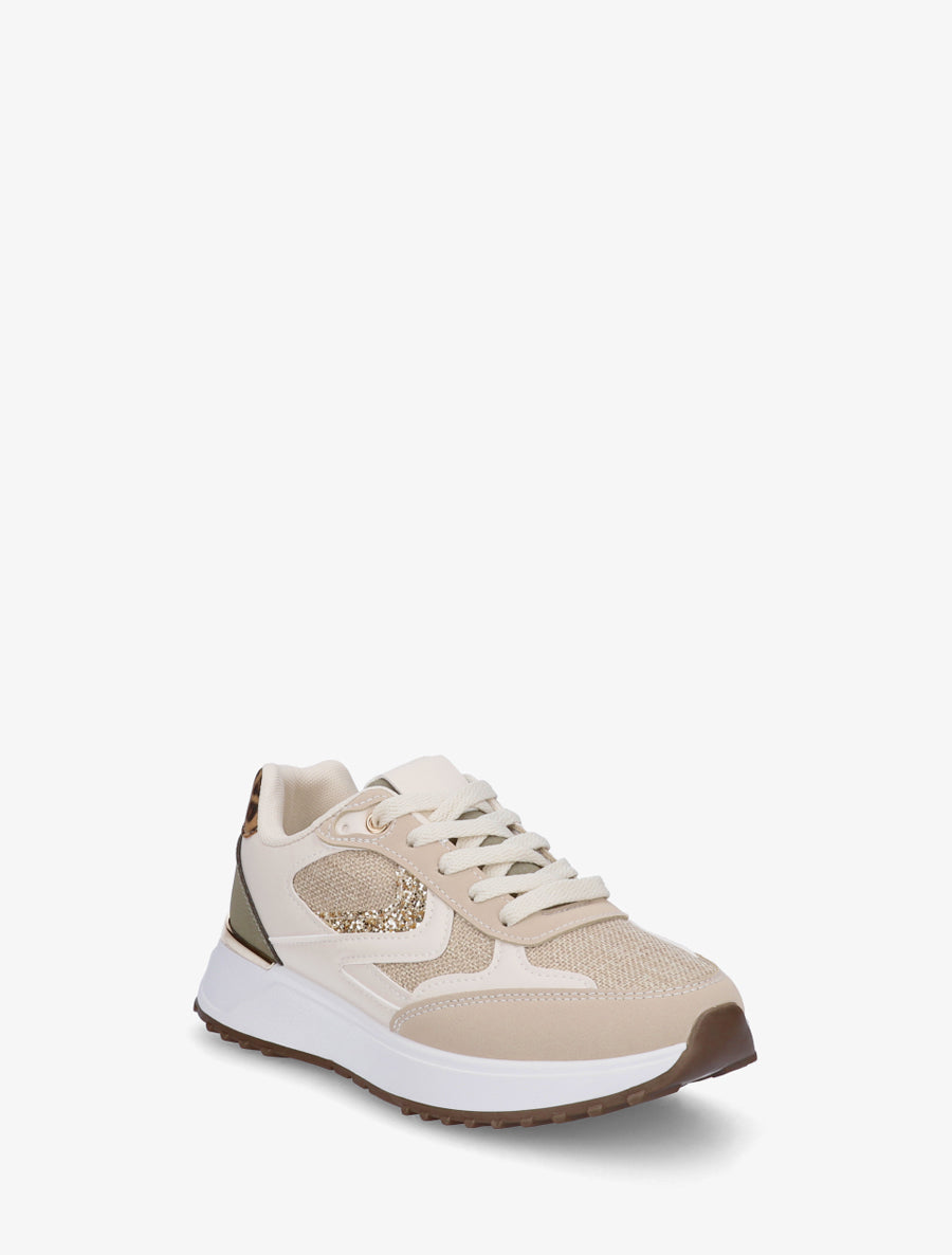 Baskets en simili et jute - Kaki/beige - 2