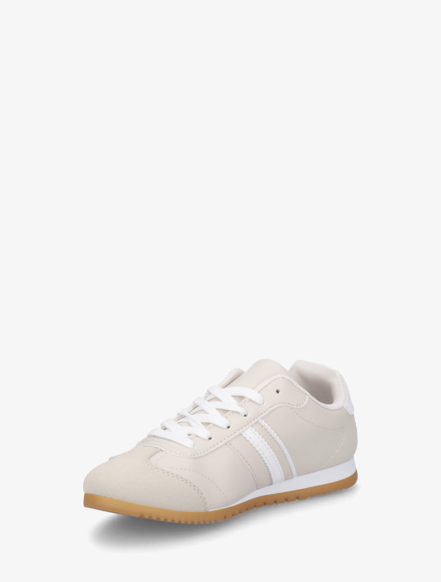 Baskets en suédine à bandes contrastantes - Beige - 3
