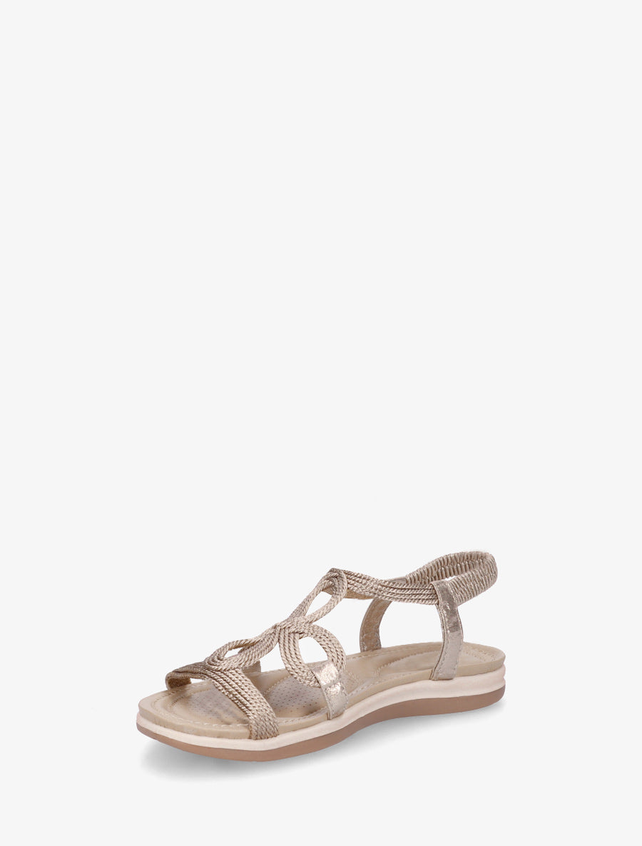 Sandales élastiquées en cordelette - Rose gold - 3
