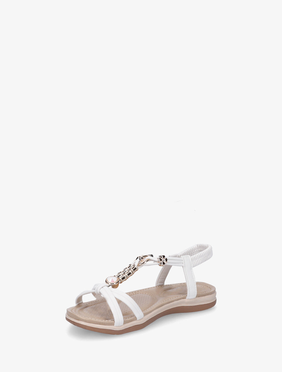 Sandales à bijoux et cheville élastiquée - Blanc - 3