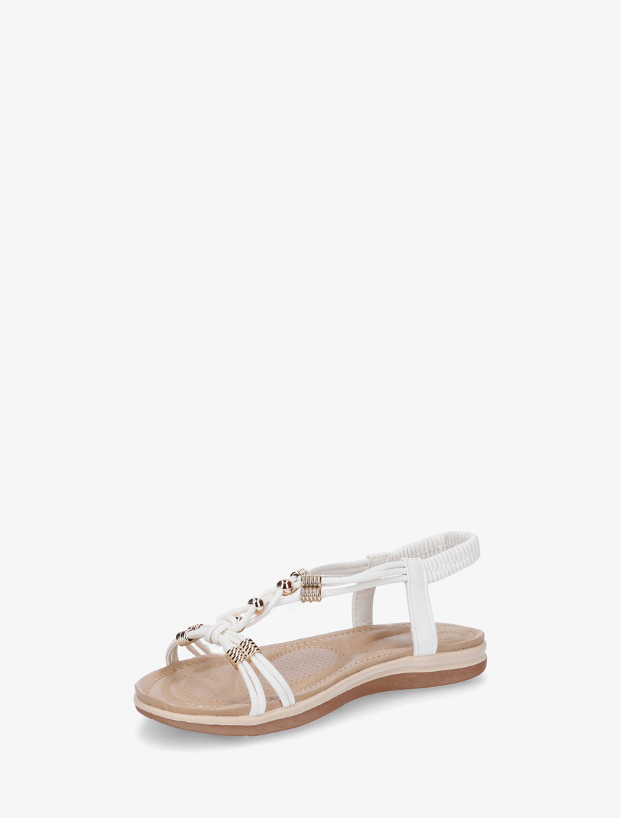 Sandales à bride élastiquée et perles - Blanc - 3