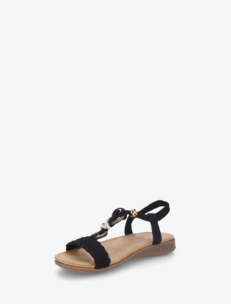 Nu-pieds à empiècement bijoux - Noir - 3
