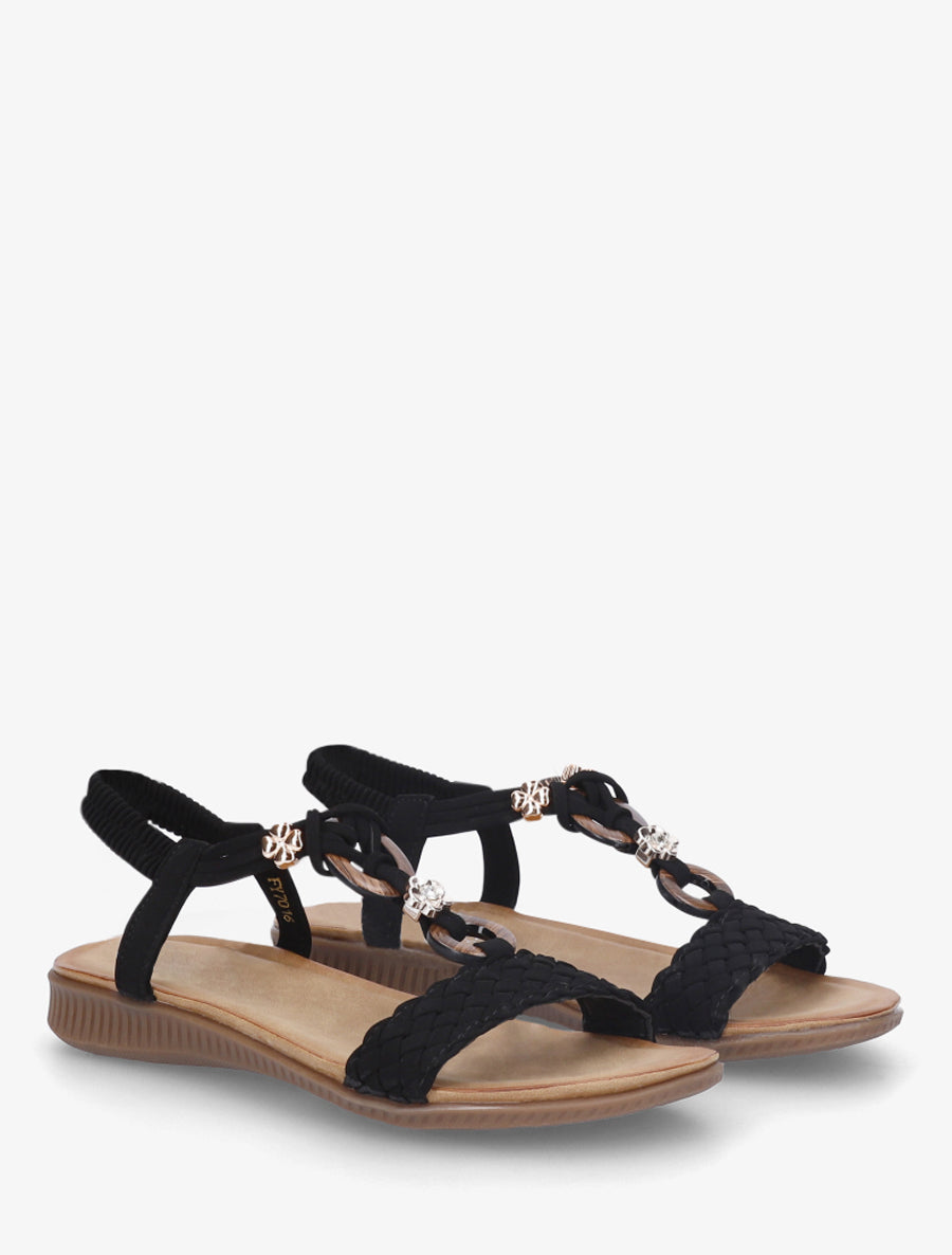Nu-pieds à empiècement bijoux - Noir - 4