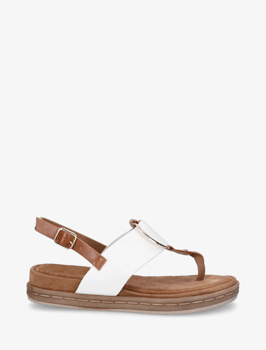 Nu-pieds en simili à anneau - Blanc - 6