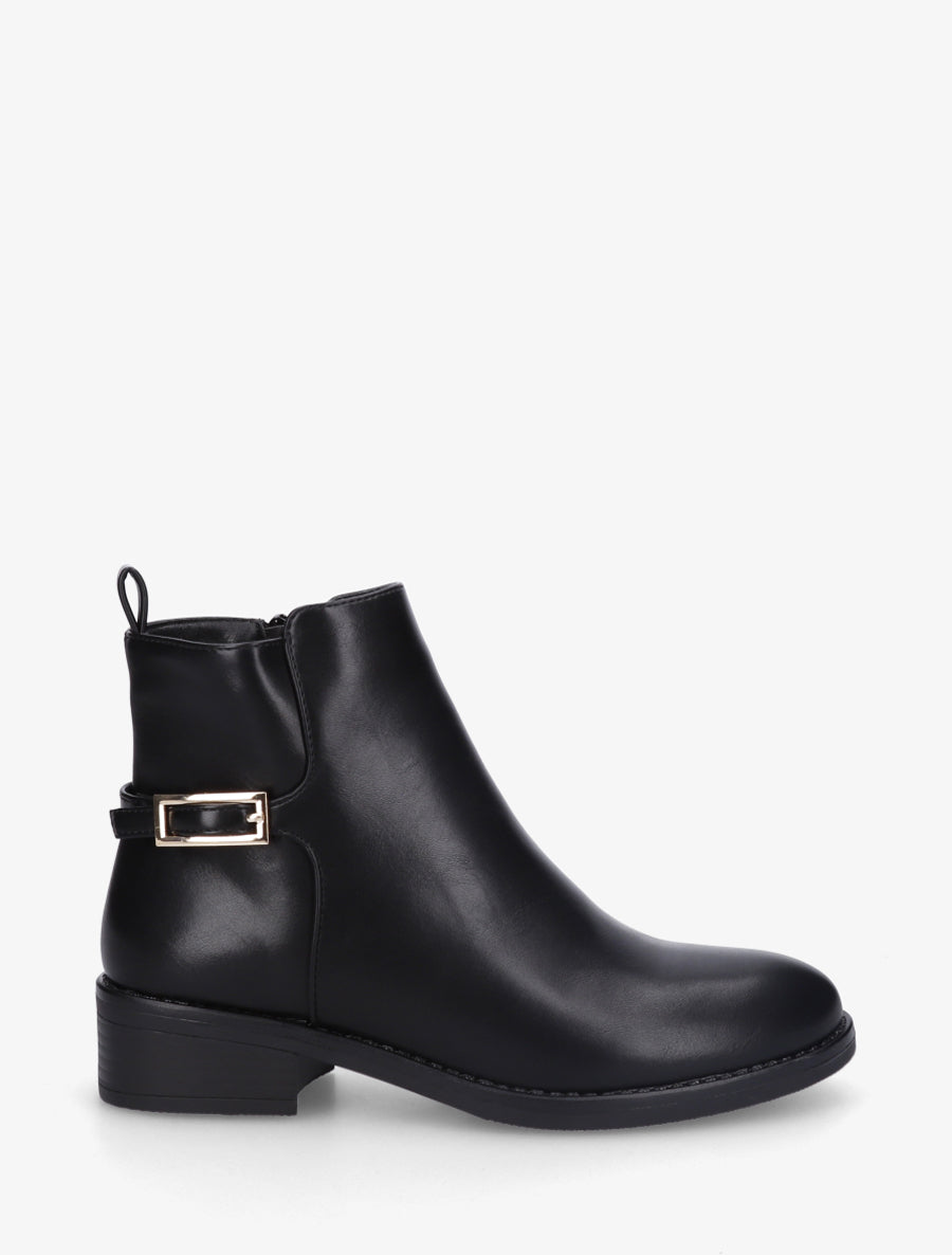 Bottines sanglées en simili - Noir - 1