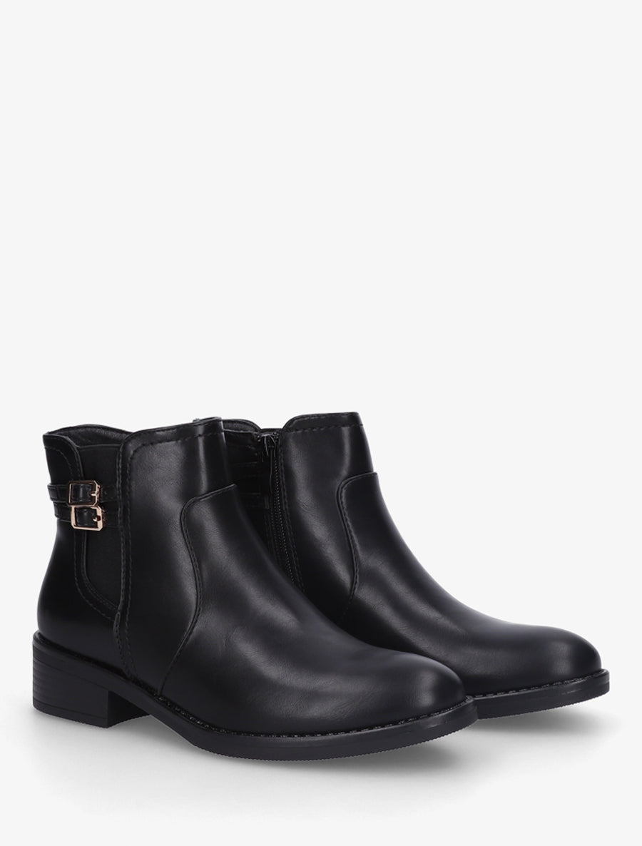 Bottines élastiquées à double sangles - Noir - 4