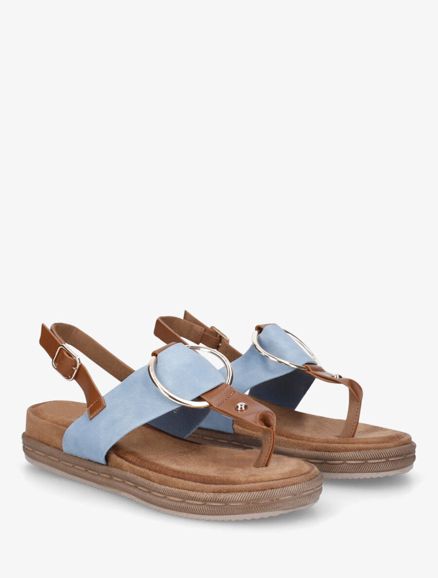 Nu-pieds en simili à anneau - Bleu clair - 4