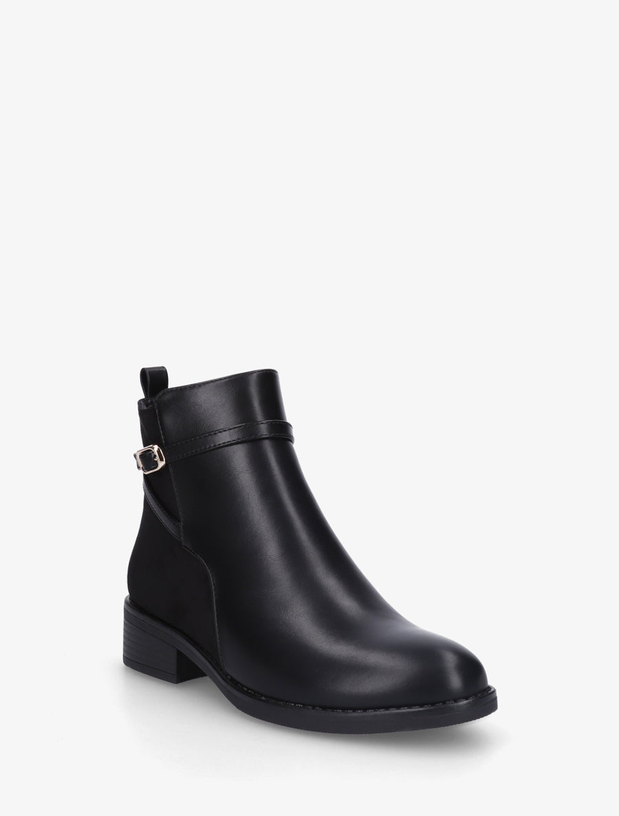 Bottines bi-matière en simili - Noir - 2