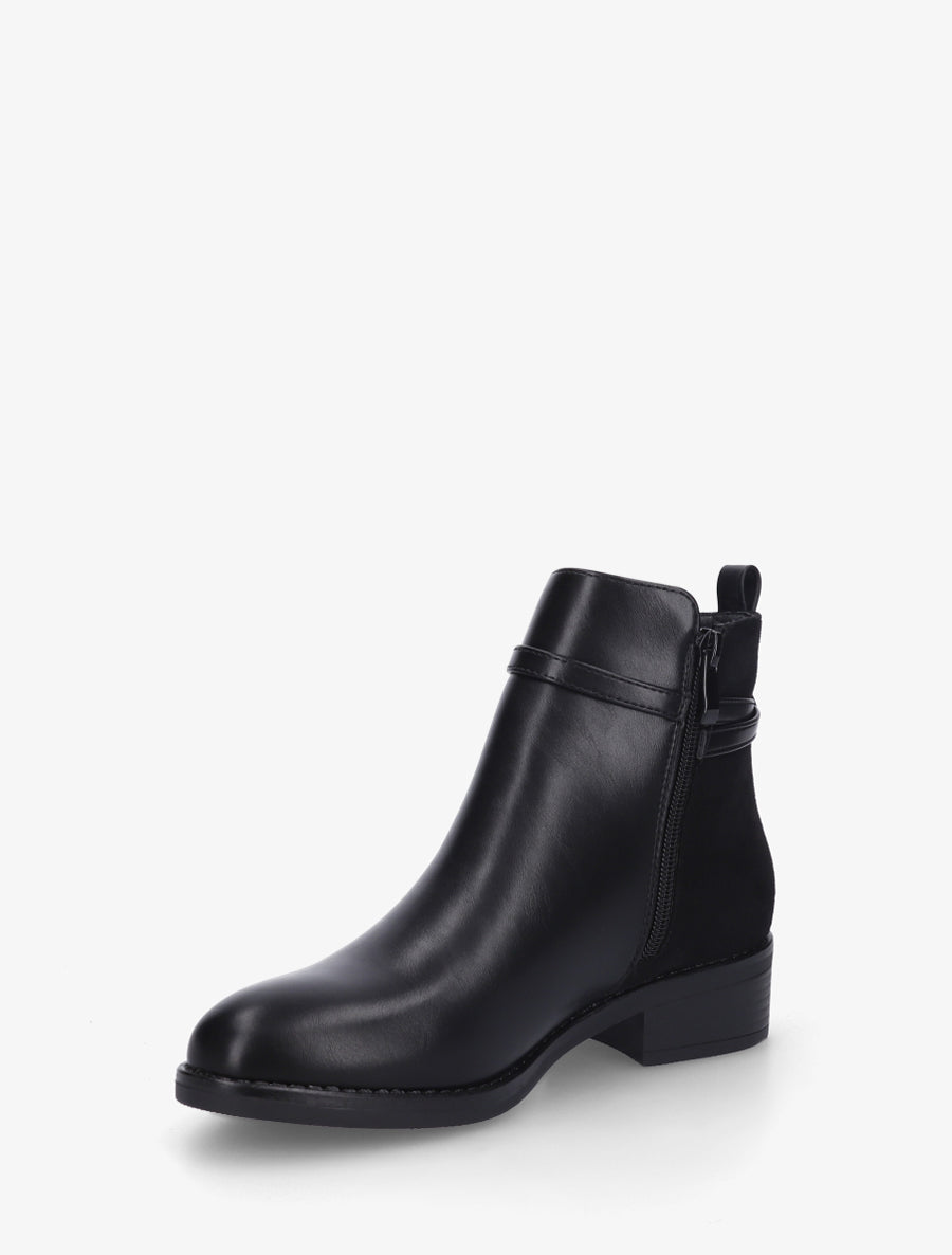 Bottines bi-matière en simili - Noir - 3