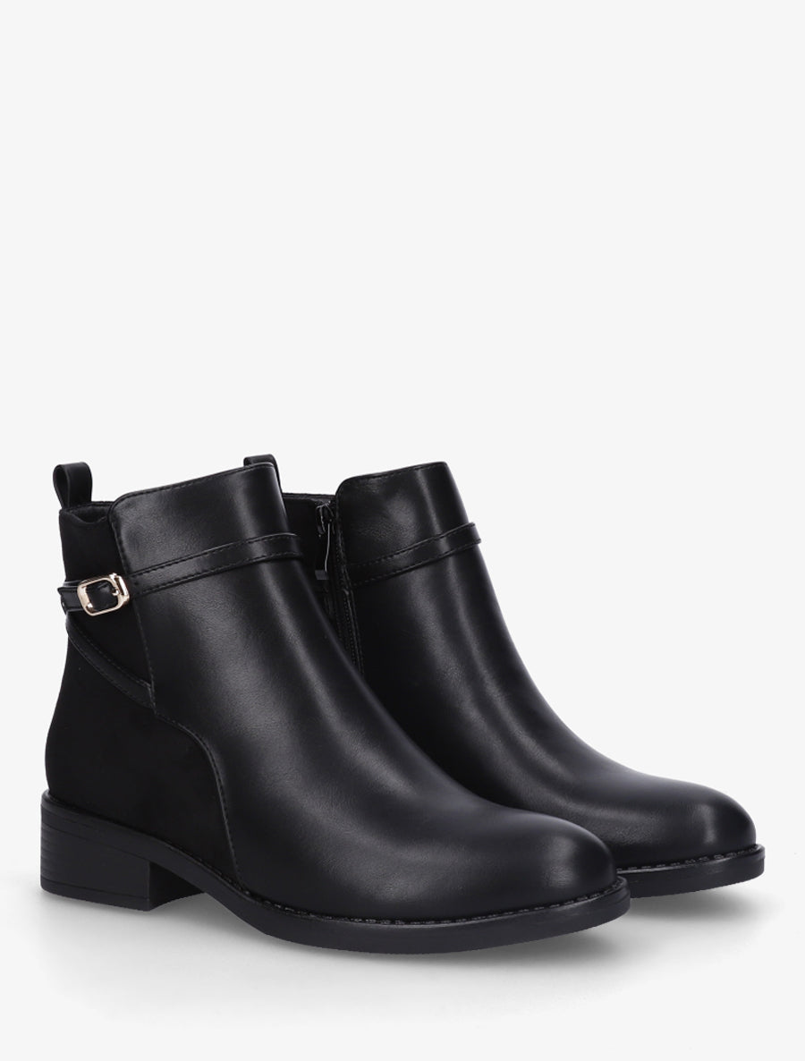Bottines bi-matière en simili - Noir - 4
