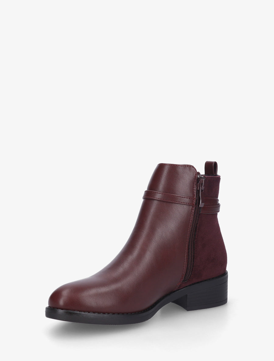 Bottines bi-matière en simili - Bordeaux - 3