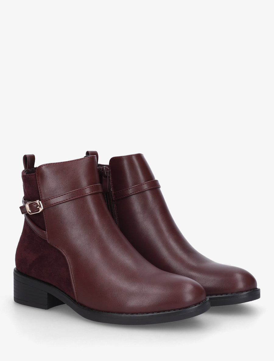 Bottines bi-matière en simili - Bordeaux - 4