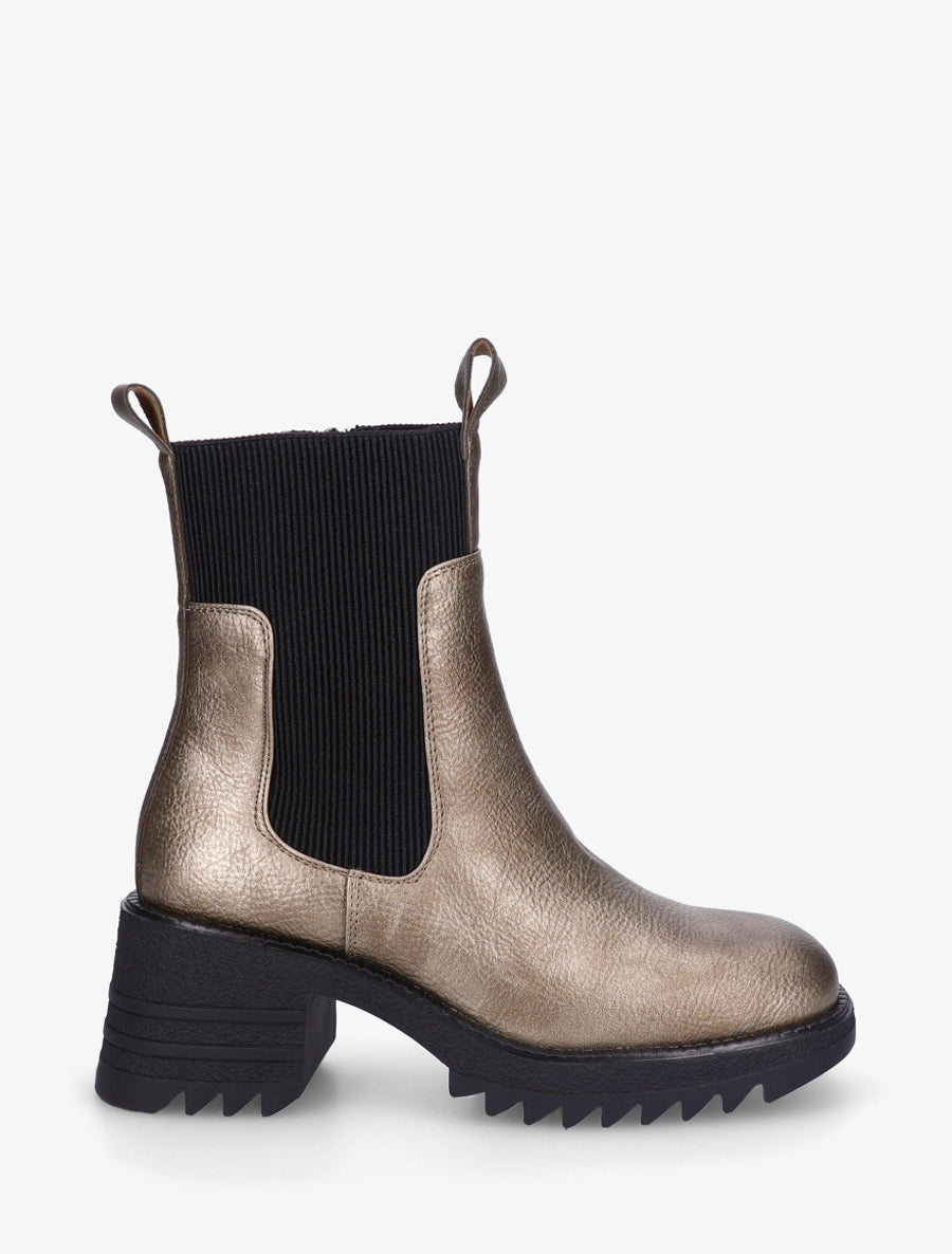 Boots irisées élastiquées à semelles crantées - Taupe - 1