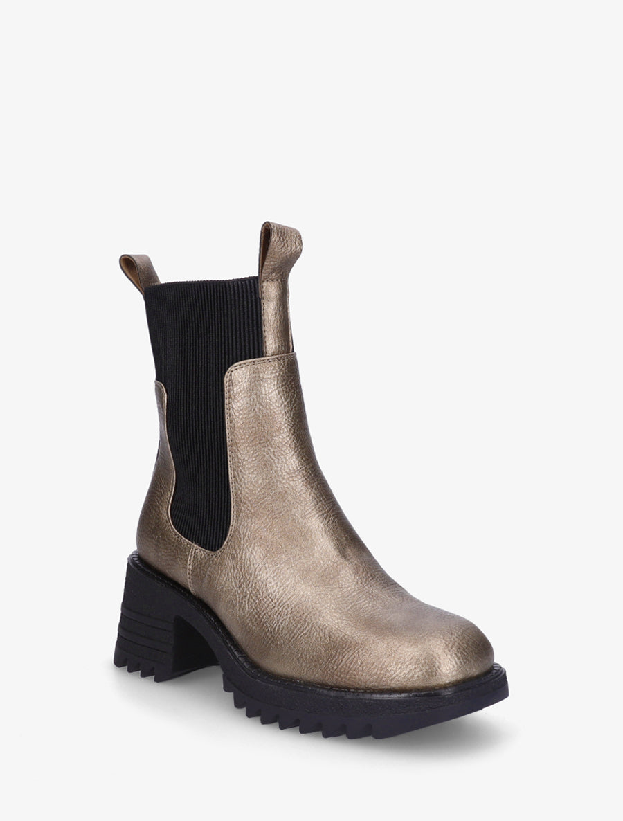 Boots irisées élastiquées à semelles crantées - Taupe - 2