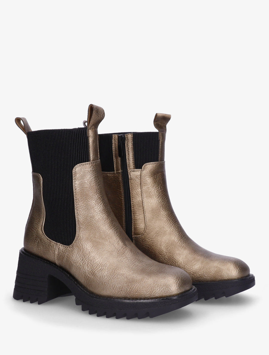 Boots irisées élastiquées à semelles crantées - Taupe - 4