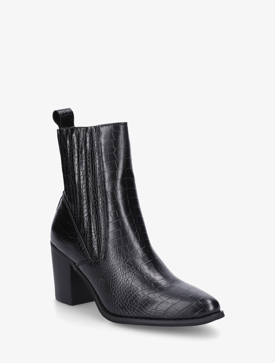 Bottines imprimé croco - Noir - 2