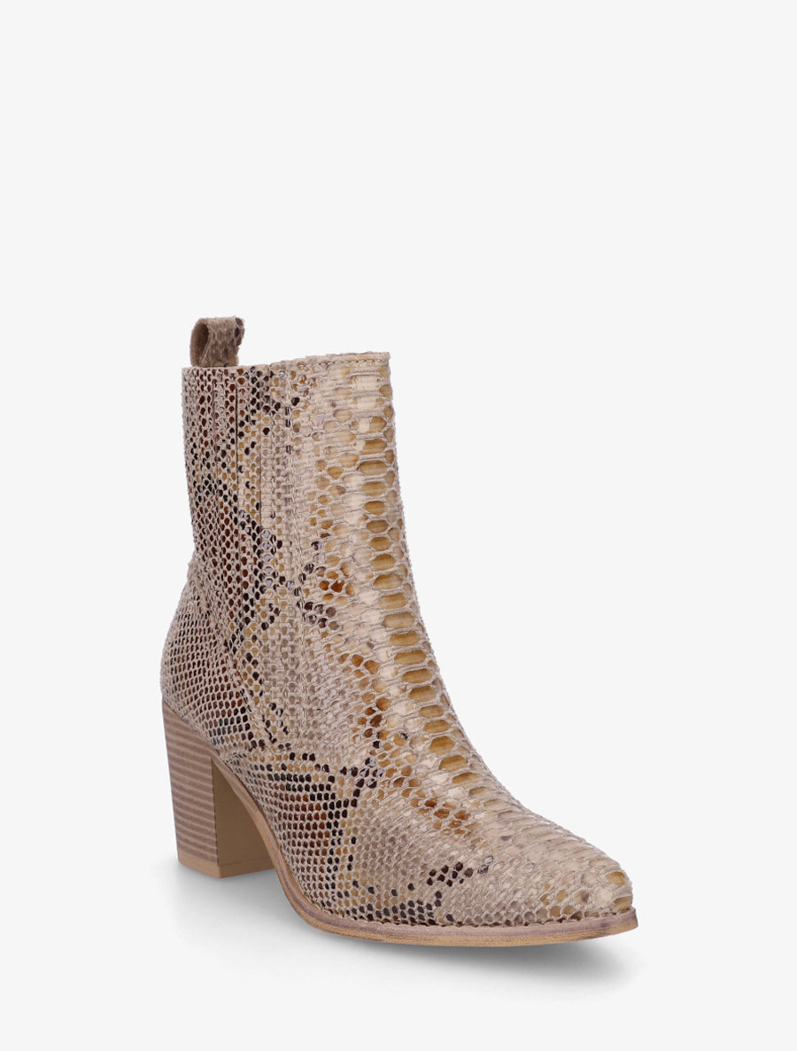 Bottines imprimé python - Beige - 2